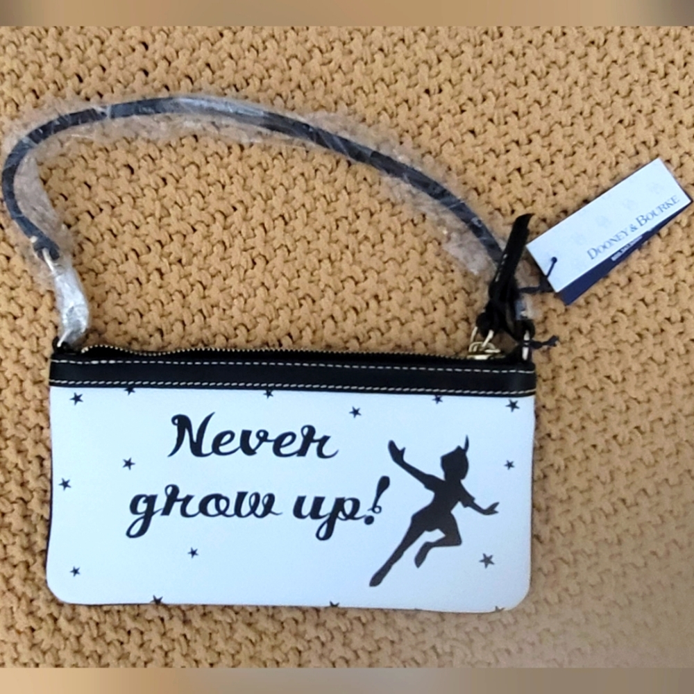 Dooney & Bourke White and Black 'Never Grow Up' Wristlet